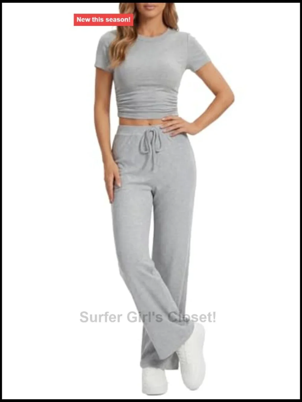 2 Piece Lounge Set Short Sleeve Crop Top Wide Leg Pants Sets
